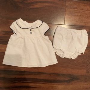 Janie and Jack White & Navy 3-6 Months Dress